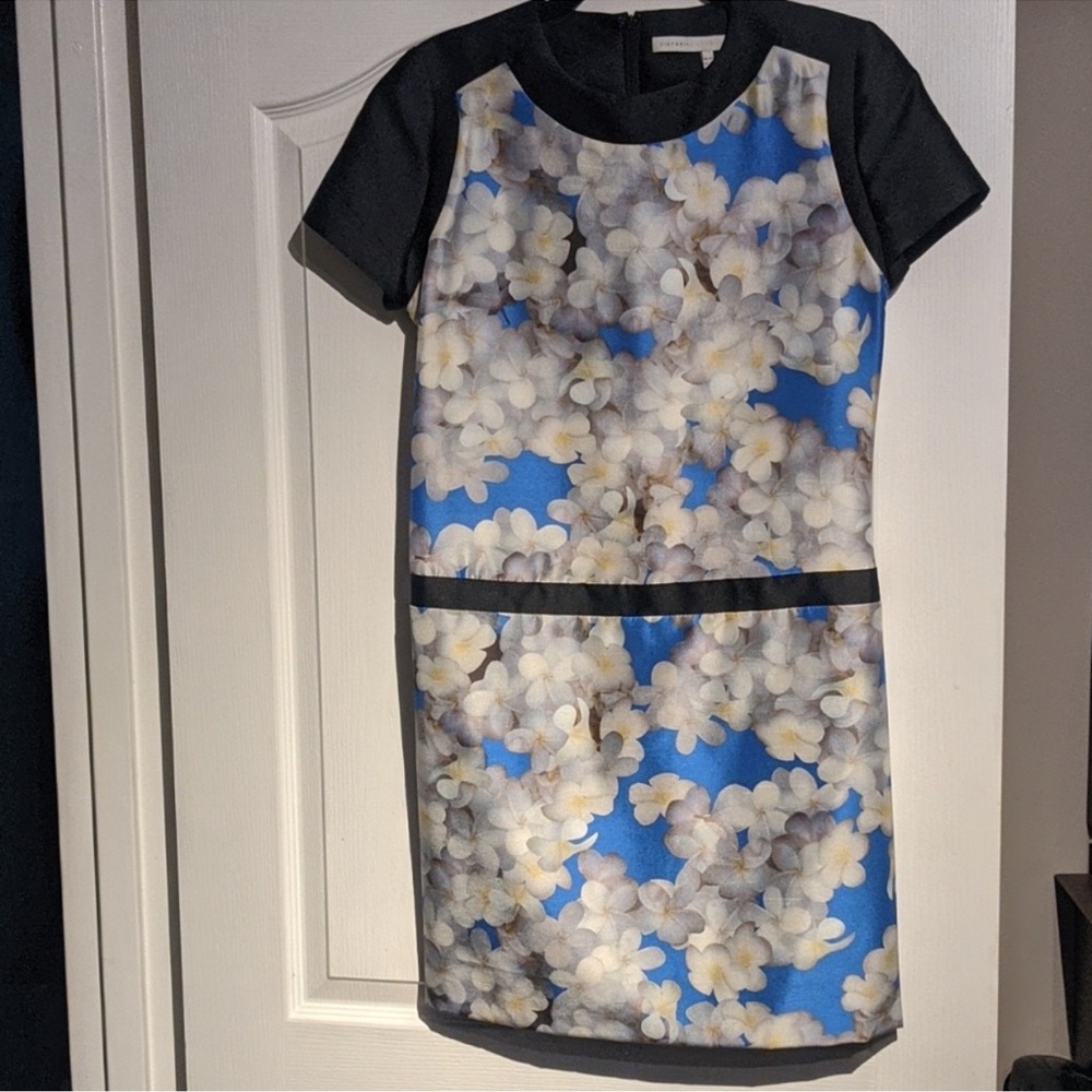 Victoria Beckham Blue Floral Mini Dress